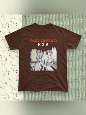 Gildan Radiohead Kid A Graphic T-Shirt Dark Chocolate Brown For Unisex